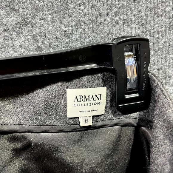 Armani Collezioni Midi Pencil Skirt Womens 12 Grey Wool Front Zip Streetwear - Picture 3 of 9